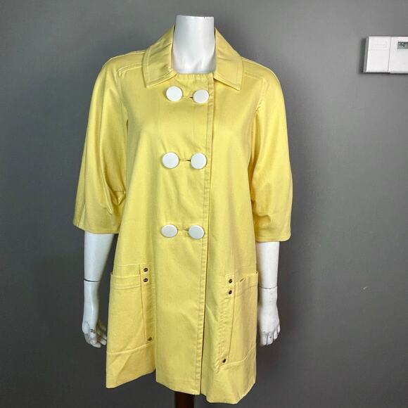 Cynthia Cynthia Steffe trench Jacket Medium Yellow 50s fisherman pastel pea coat - Picture 2 of 13